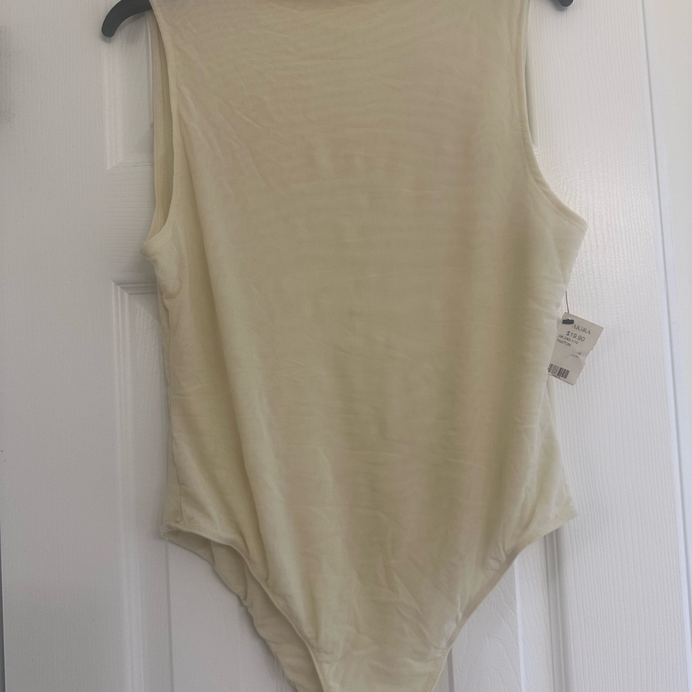 AKIRA Cream Sleeveless Bodysuit